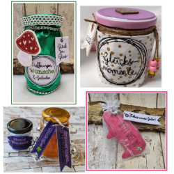 Stickserie ITH - Wunschglas Glücksglas Anhänger & liebe Worte